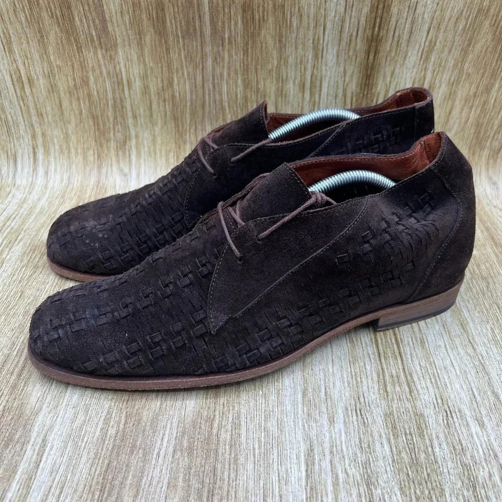 Buttero Woven Suede Chukka Boots Mens Size 10.5 EU 43.5 Dark Brown Made in Italy